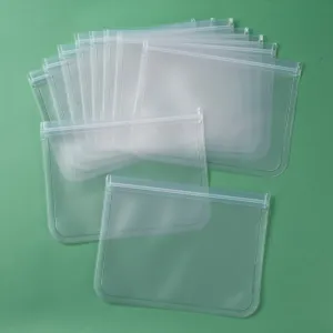 10 pc PEVA Waterproof Translucent Ziplocking Bag, Reusable Food Storage Bags, for Meat Fruit Veggies, White, 200x262x3mm