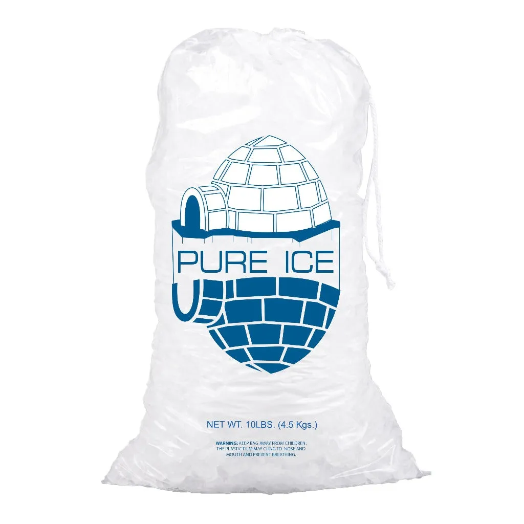 10-Pound Plastic Ice Bags with Drawstring, 21 x 12 Inches, (Pack Of 100), Clear