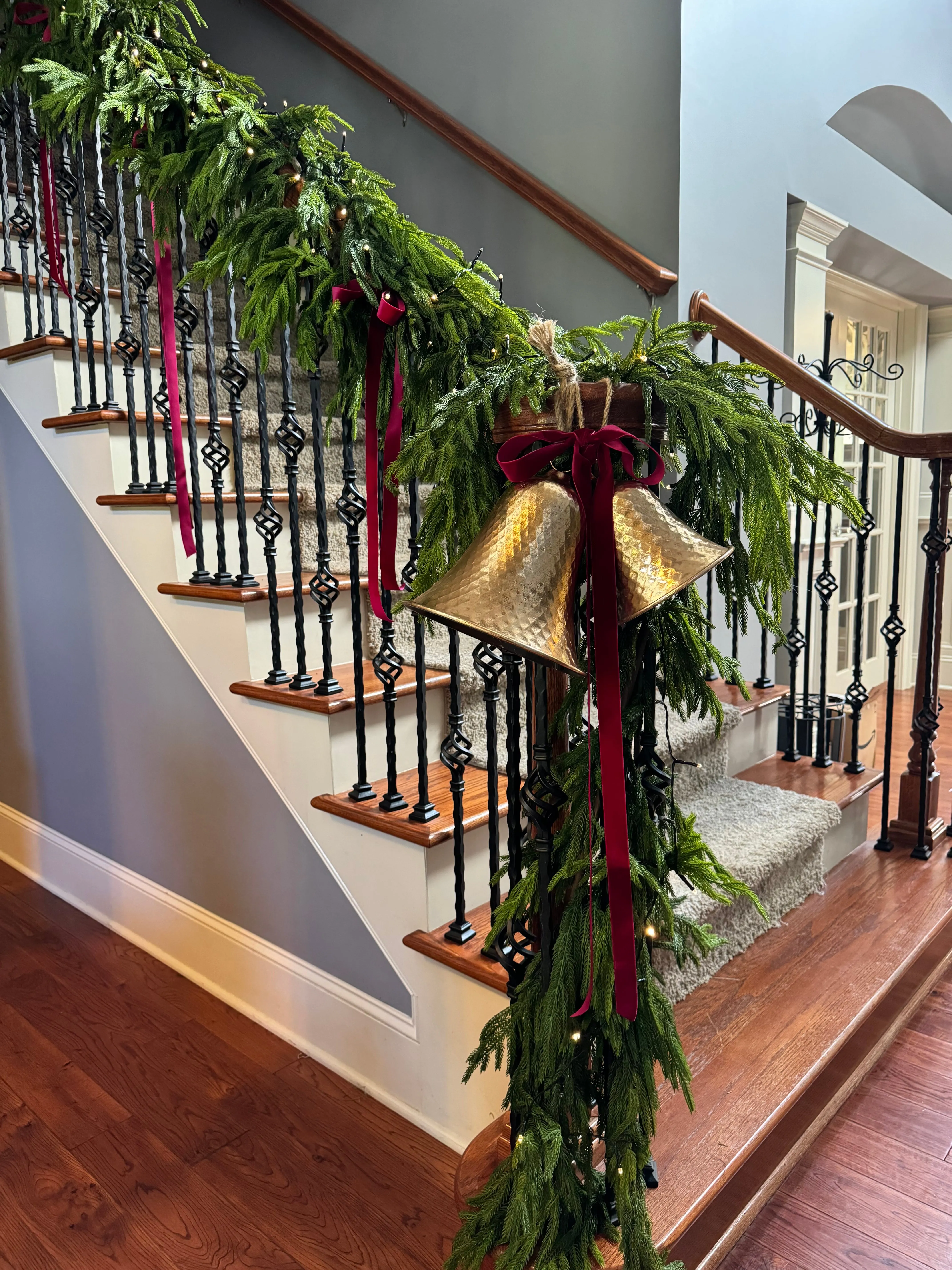 180" Real Touch Norfolk Pine Staircase Garland