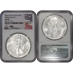 1986 American Silver Eagle - NGC MS 70 Mercanti Signature - SCARCE!