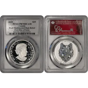 2019 Canada $25 Silver Wolf Multifaceted High Relief - PCGS PR 70 DCAM FDOI