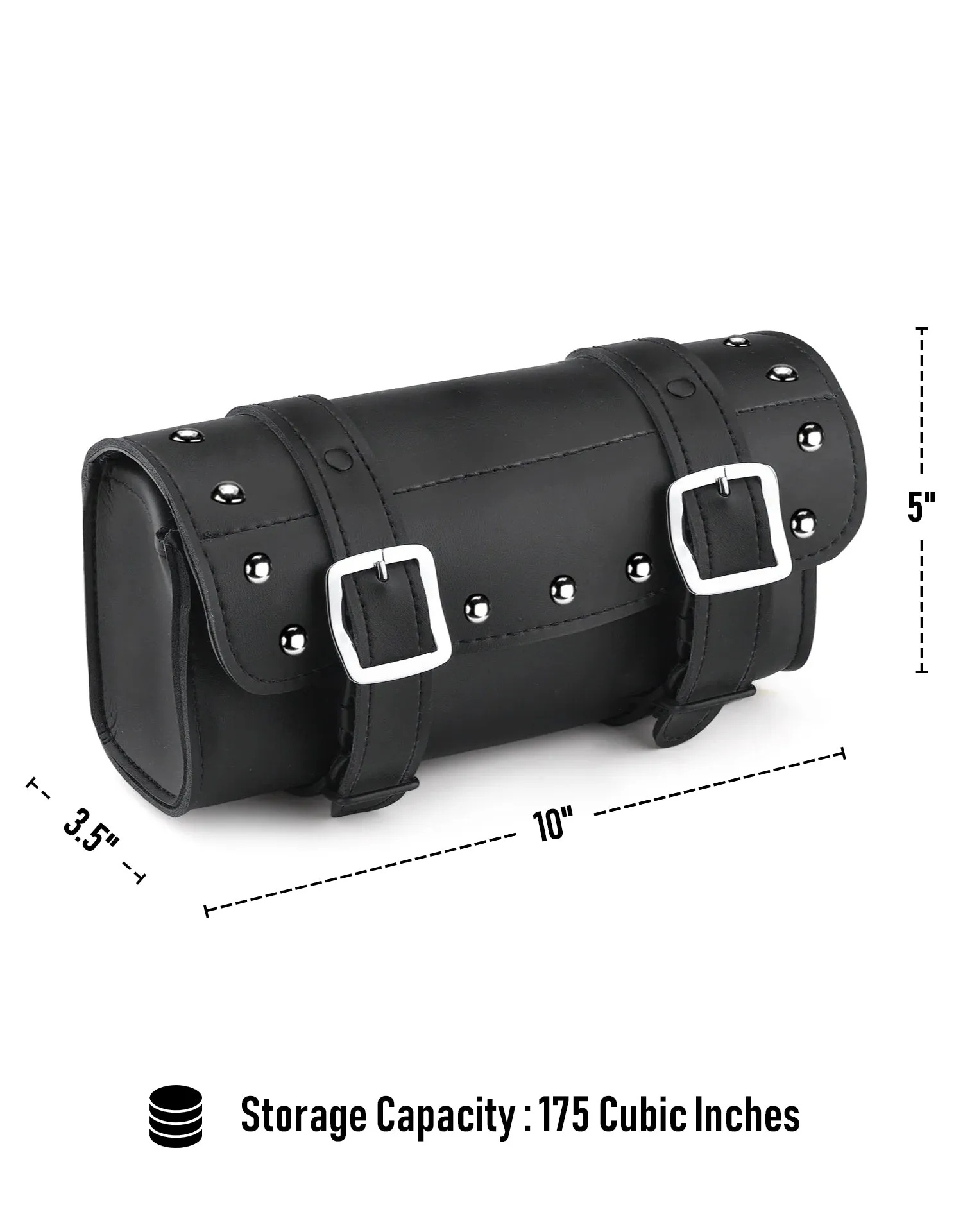 2L - Armor Studded Victory Leather Motorcycle Handlebar Bag