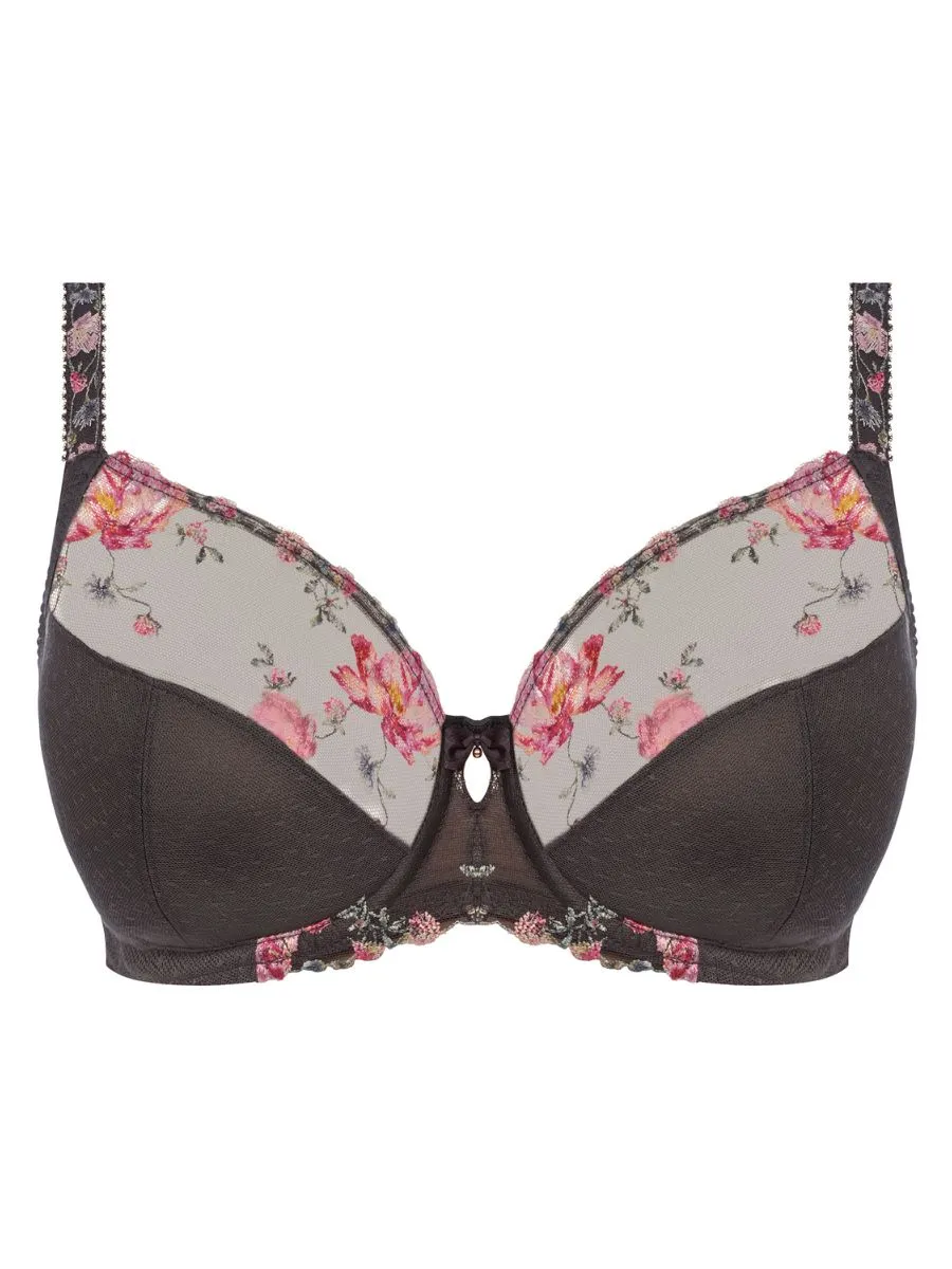 Adrienne Side Support Bra - Charcoal Bloom