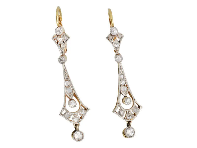 Art Deco Diamond Dangle Earrings