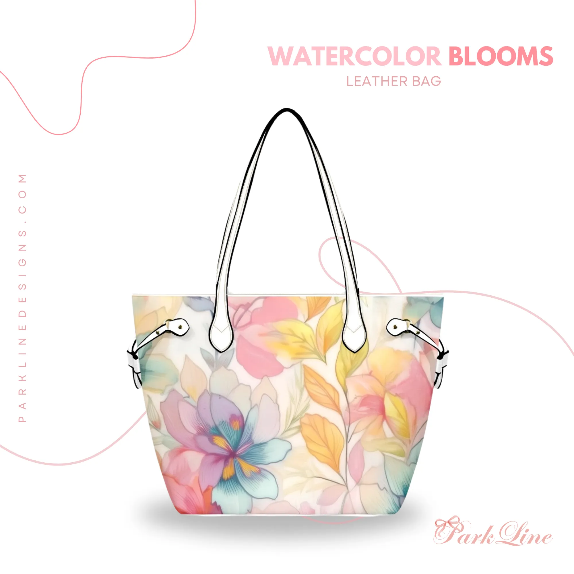 Art Deco Watercolor Leather Bag | Perfect Gift for Her | Elegant & Durable Fashion Tote