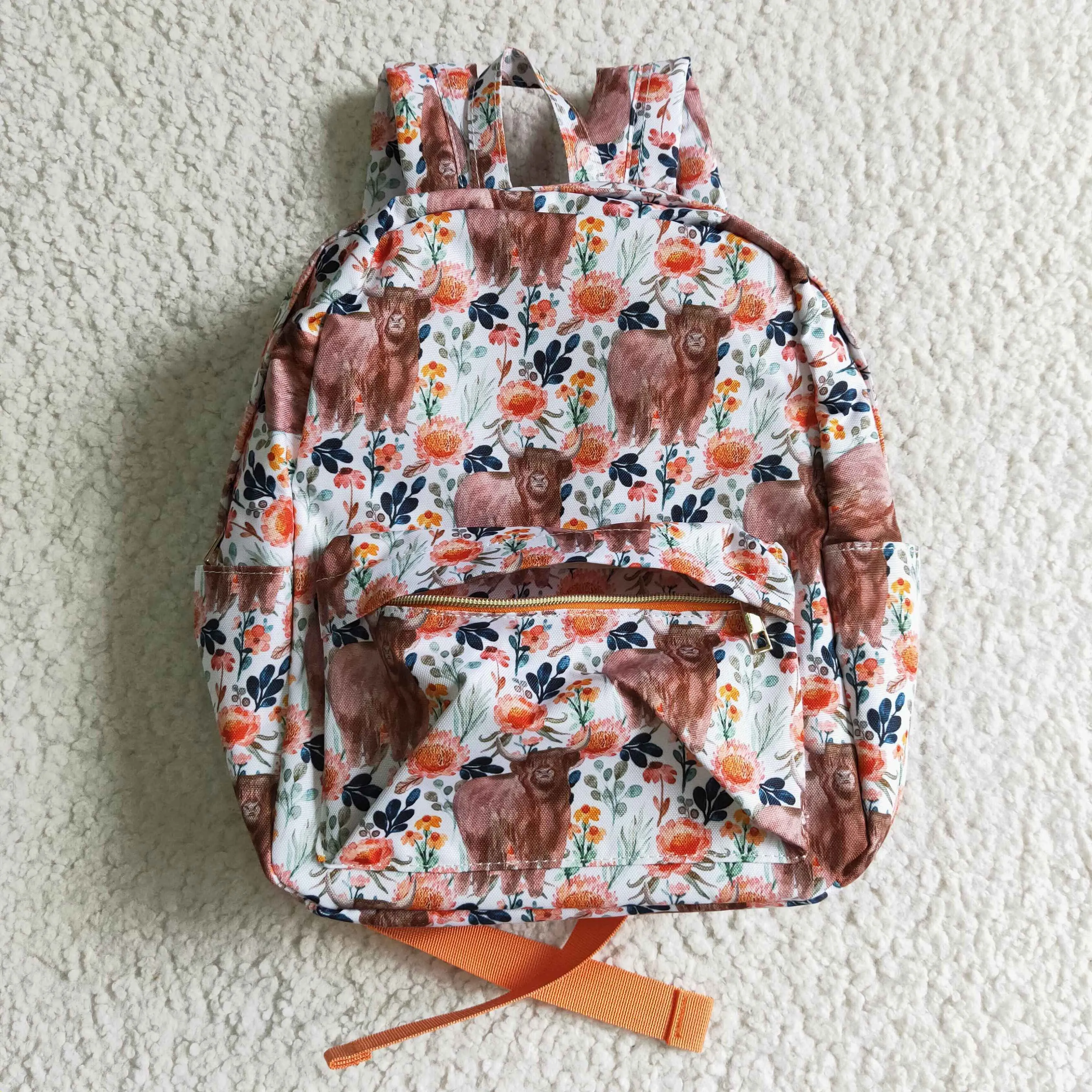 BA0027 RTS pink cow floral backpack 1102