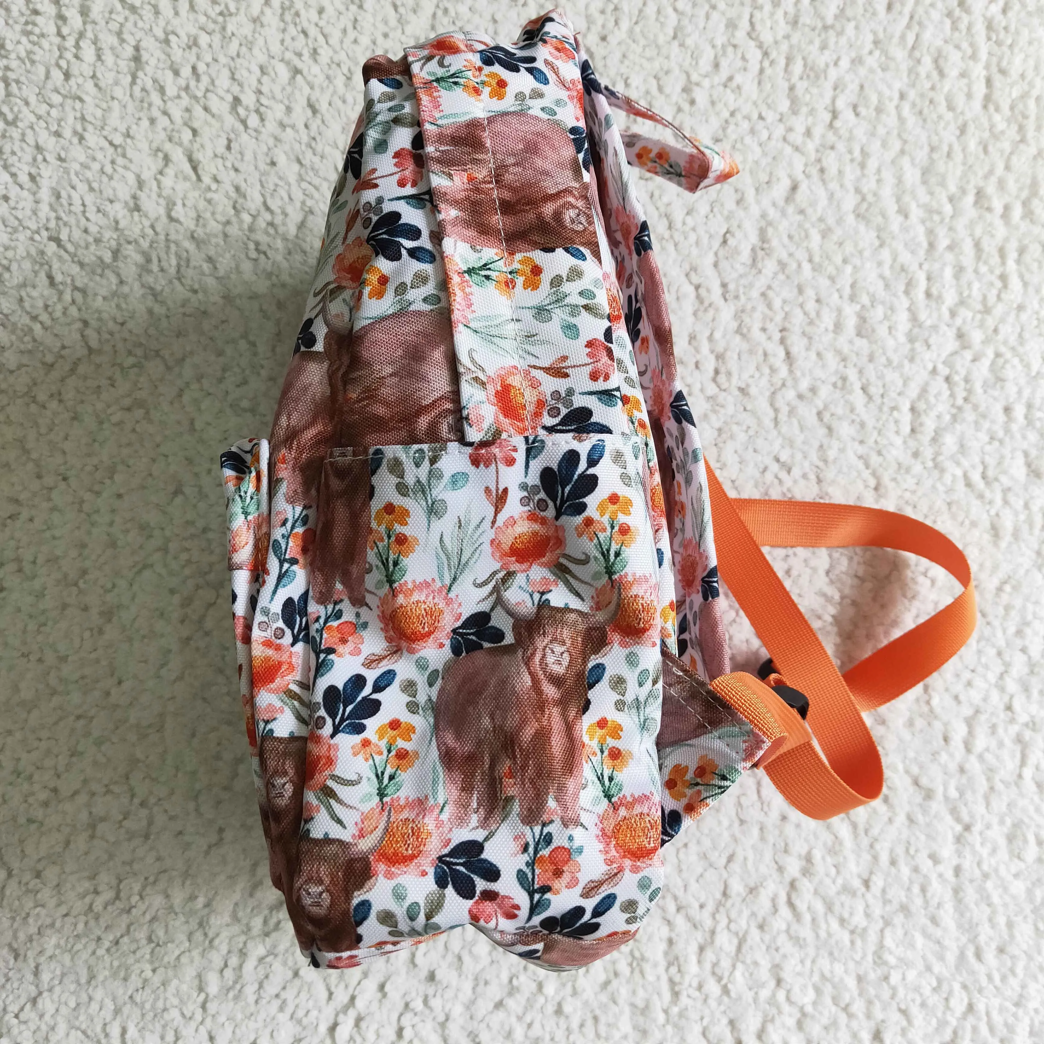 BA0027 RTS pink cow floral backpack 1102