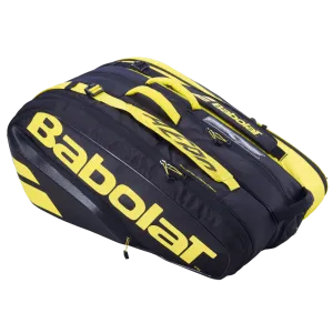 BABOLAT PURE AERO 12 PACK RACQUET BAG (BLACK/YELLOW)