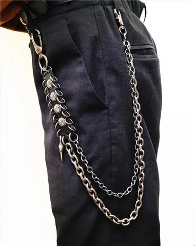 Badass Hip Hop Mens Metal Double Layer Wallet Chain Key Chain Pants Chain For Men