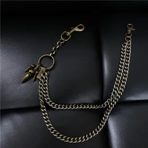 Badass Men's Bronze Metal Long Double Wallet Chain Pants Chain Biker Wallet Chain For Men