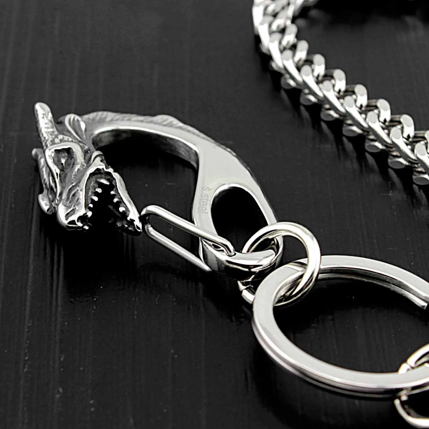 Badass Stainless Steel Mens Double Wallet Chain Long Silver Biker Wallet Chain For Men