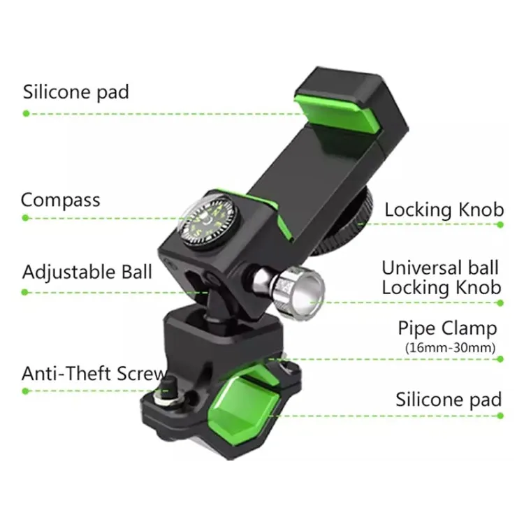 Bicycle / Motorcycle Anti-theft Anti-take Off Mobile Phone Holder with Light (Black)