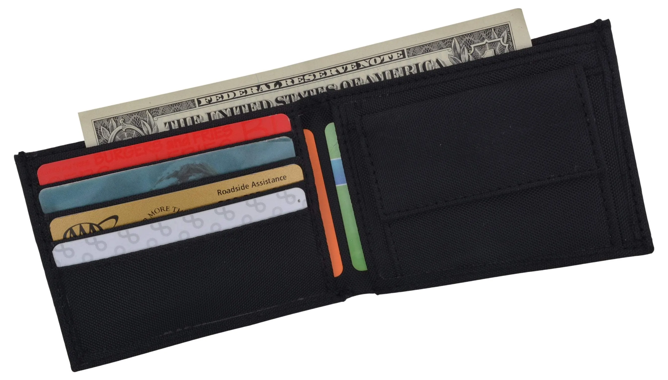 Black Slim Thin Kids Nylon Bifold Wallet with Coin Pouch NEW!!