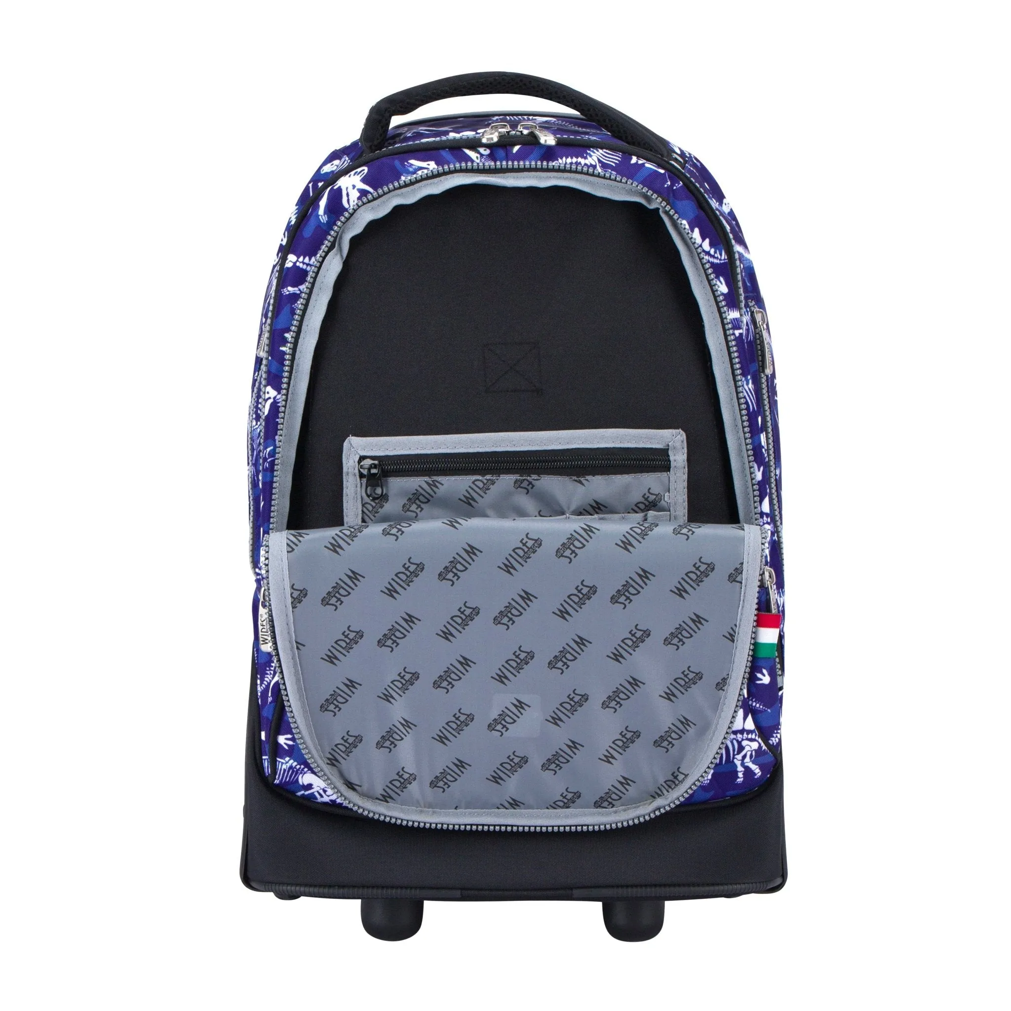 Blue Dinosaur Big Wheel School Bag Trolley Set of 3 (Lunch Bag & Pencil Case)