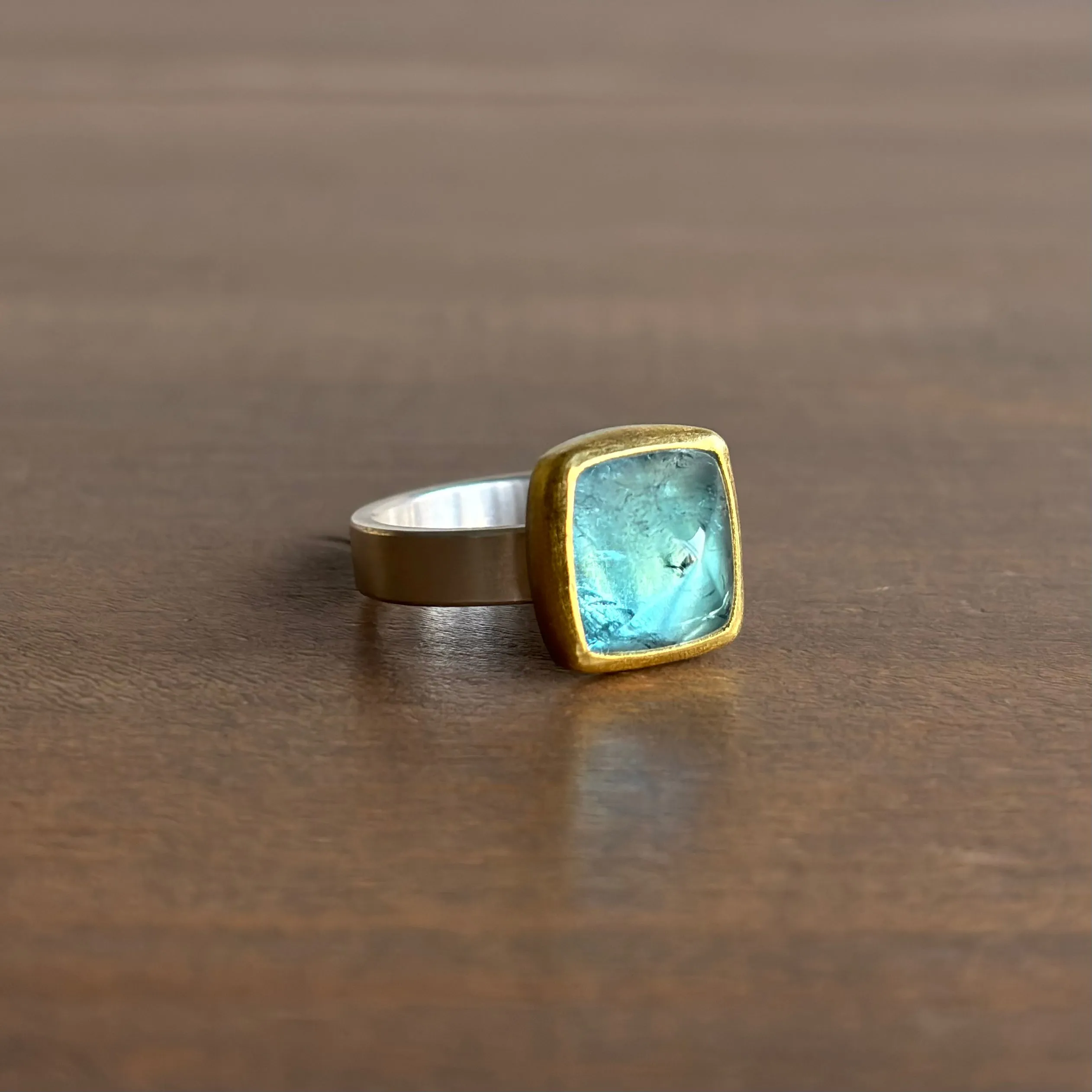 Blue Tourmaline Sugar Loaf Ring