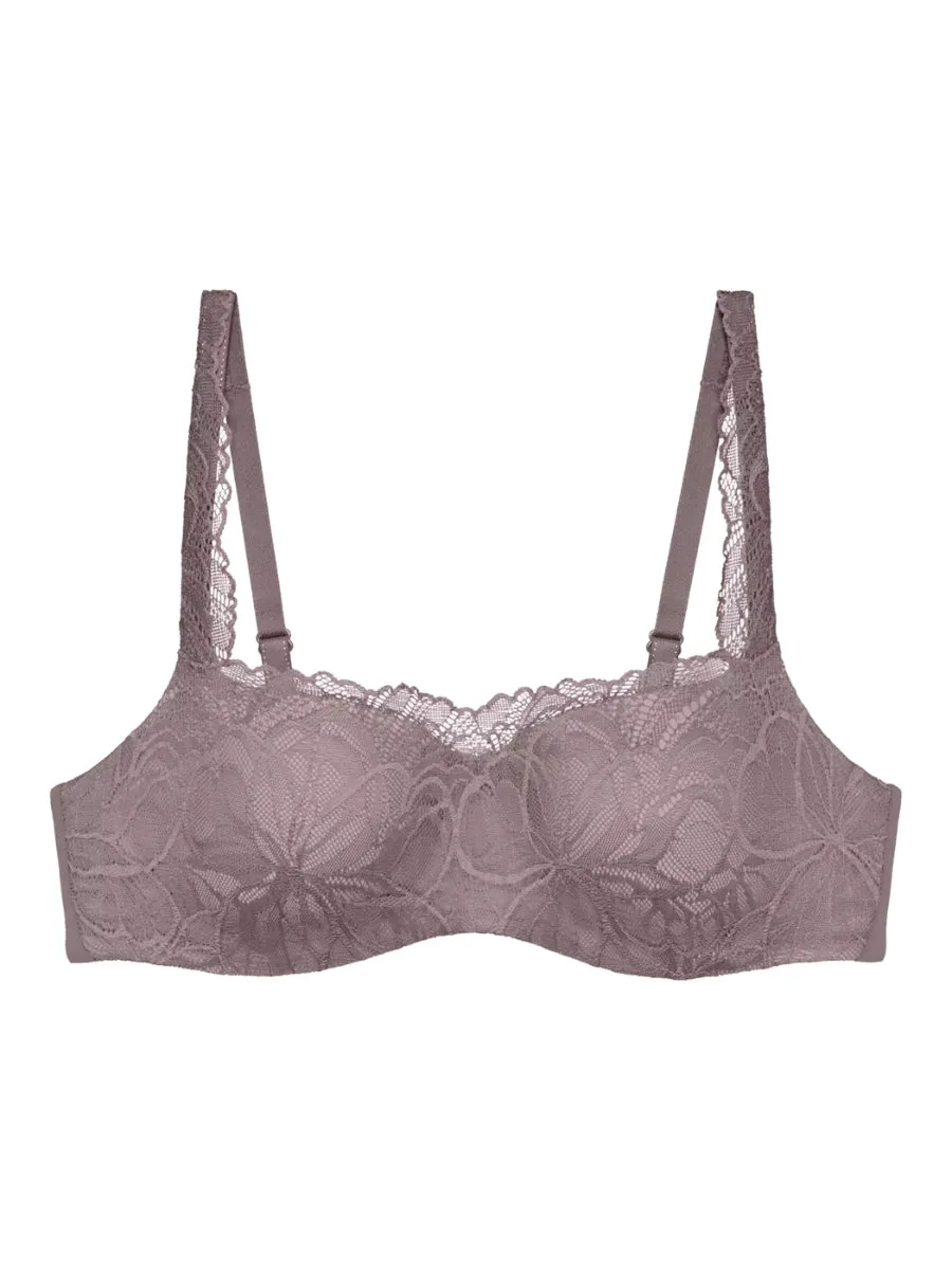 Body Make-Up Illusion Lace Padded Balcony Bra - Pigeon Grey