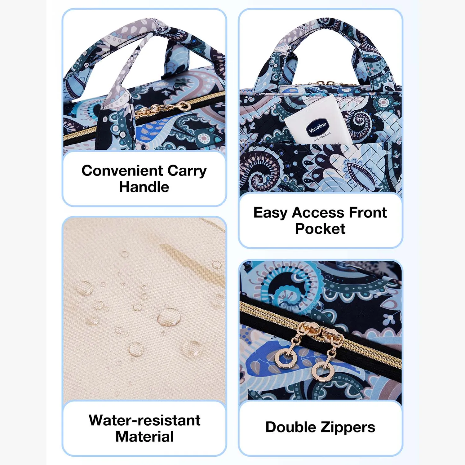 Bonchemin Blue Paisley The Space Saver Toiletry Bag