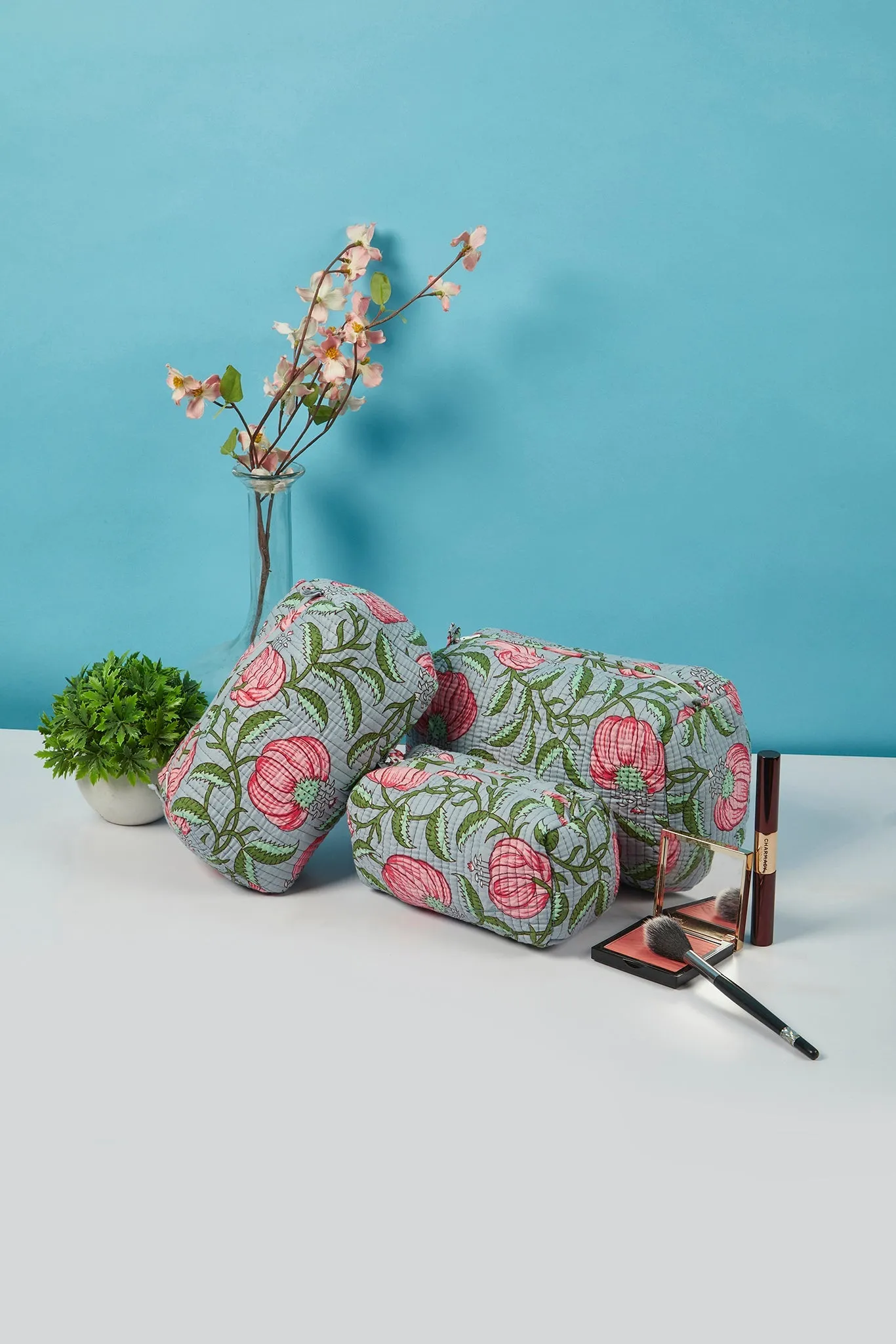 Botanical Bliss Quilted Pouches (Set of 3)