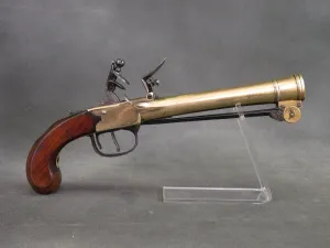 British Brass Waters Patent Blunderbuss Flintlock Pistol with Spring Bayonet