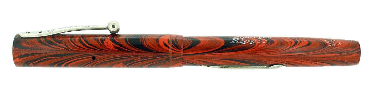 C1928 WATERMAN #51V RED RIPPLE FOUNTAIN PEN NIB RESTORED NEAR MINT SCARCE