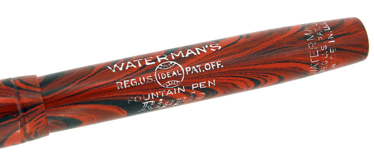 C1928 WATERMAN #51V RED RIPPLE FOUNTAIN PEN NIB RESTORED NEAR MINT SCARCE