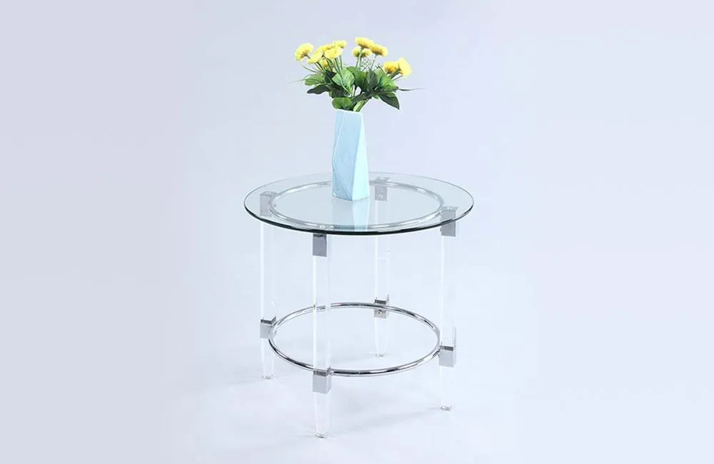 Carly Round Glass Lamp Table