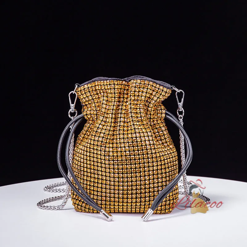 Chain Studded Beam Pocket Bucket Bag