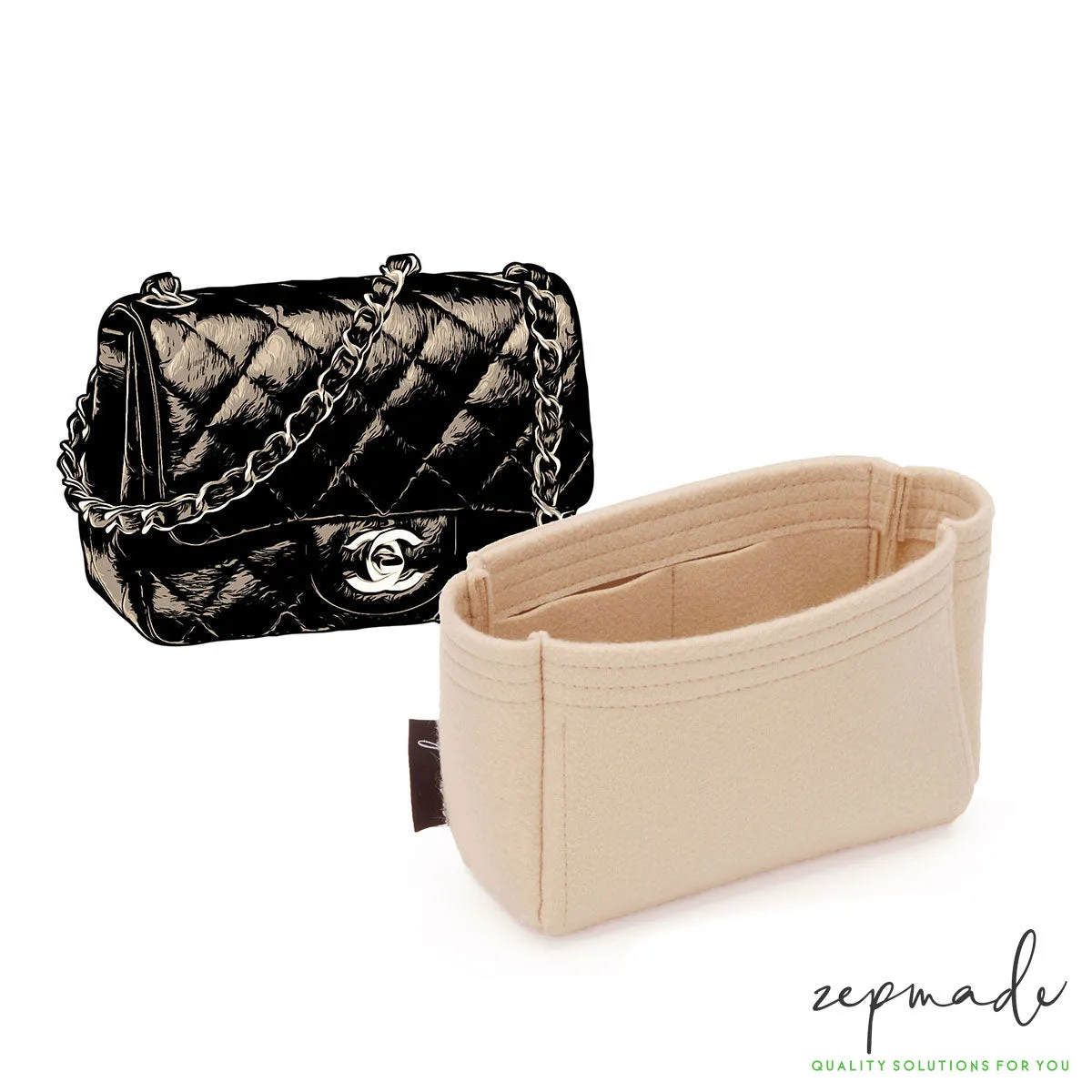 Chanel Classic Mini Flap Bag Organizer Insert, Classic Model Bag Organizer