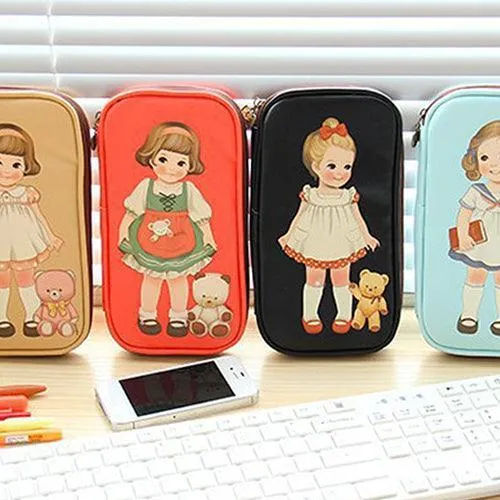 Charming Cartoon Doll Girl Design Makeup Organizer Pouch