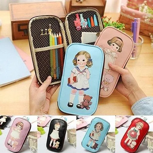 Charming Cartoon Doll Girl Design Makeup Organizer Pouch