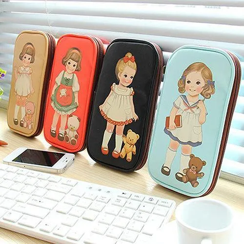 Charming Cartoon Doll Girl Design Makeup Organizer Pouch