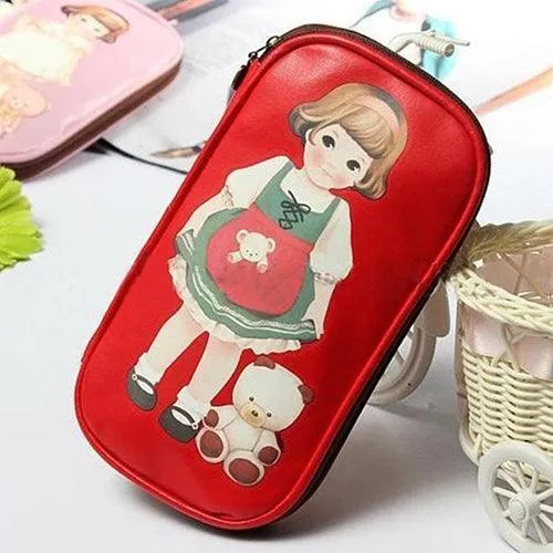 Charming Cartoon Doll Girl Design Makeup Organizer Pouch