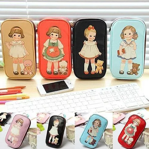 Charming Cartoon Doll Girl Design Makeup Organizer Pouch