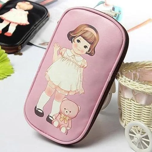 Charming Cartoon Doll Girl Design Makeup Organizer Pouch