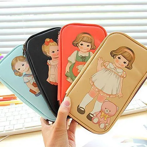 Charming Cartoon Doll Girl Design Makeup Organizer Pouch