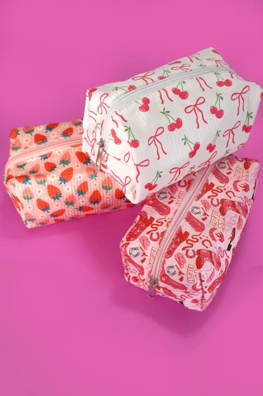 Cherry Bow Zipper Pouch Bag