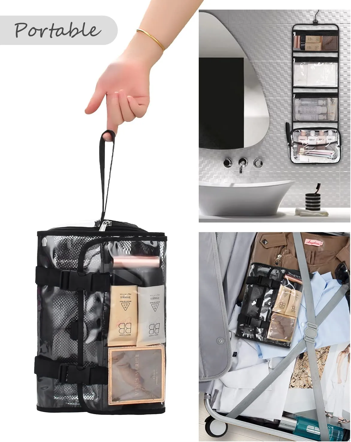 Clear Hanging  Travel Toiletry Bag with TSA Approved