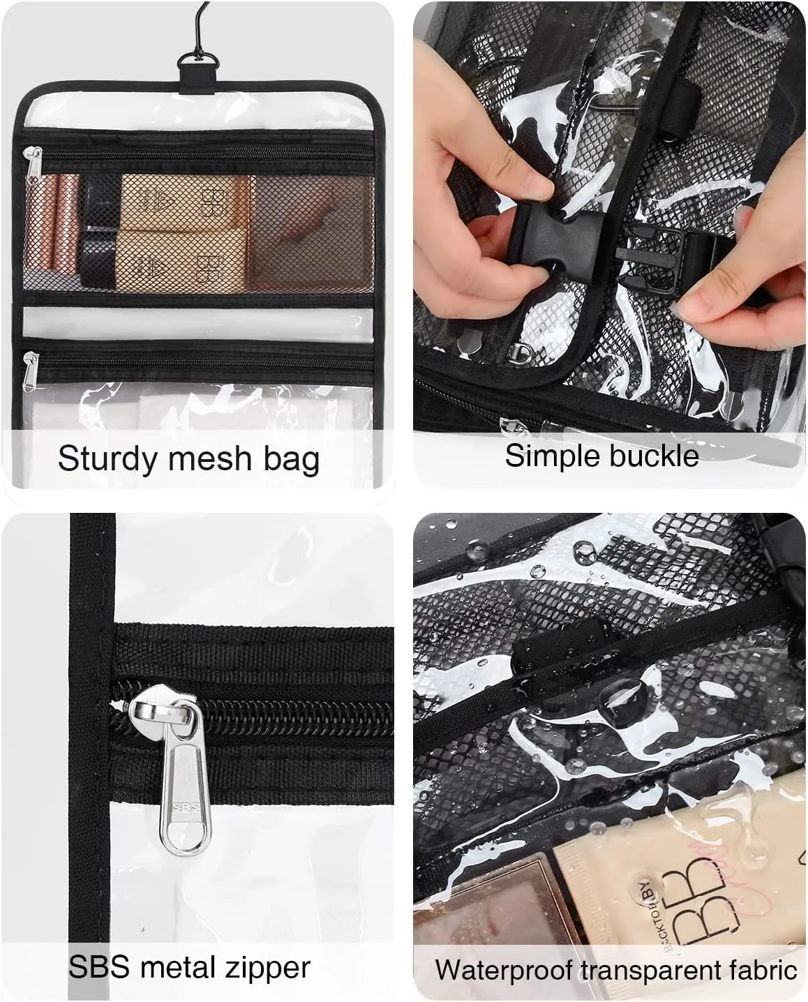 Clear Hanging  Travel Toiletry Bag with TSA Approved