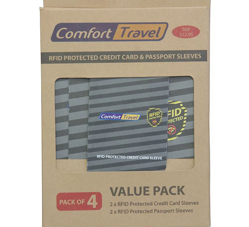 Comfort Travel - Passport   Credit Card RFID Protected Sleeves - Pack of 4