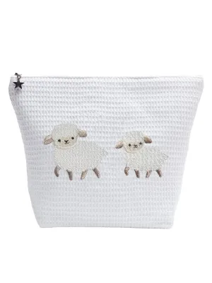 Cosmetic Bag (Large), Waffle Weave, Sheep & Lamb