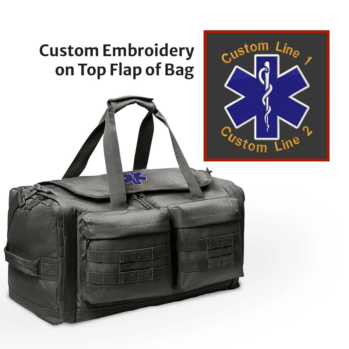 Customized Tactical Duffel Bag with with Star of Life Embroidery