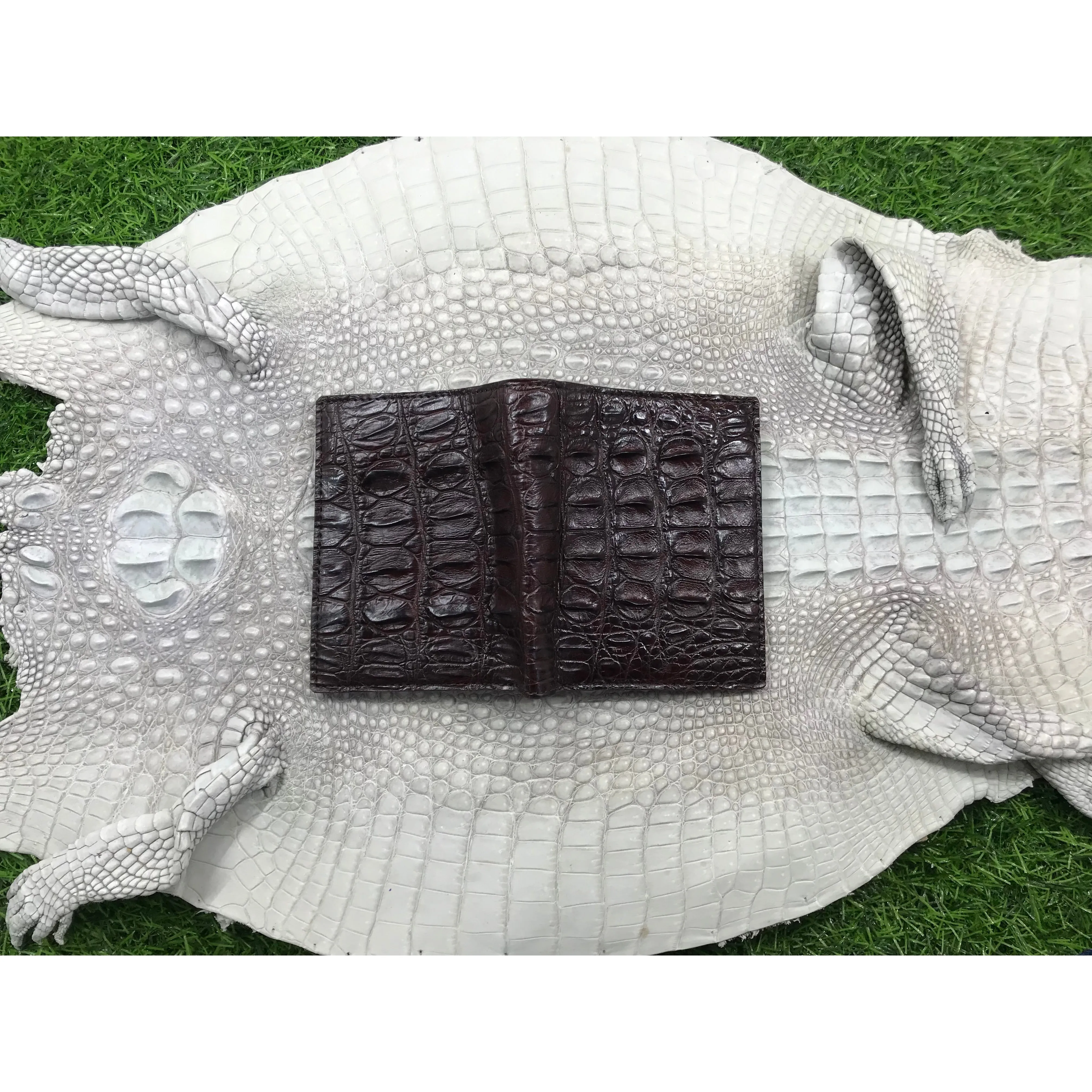 Dark Brown Alligator Skin Bifold Vertical Wallet For Men | Handmade Crocodile Leather Wallet RFID Blocking | VL5694