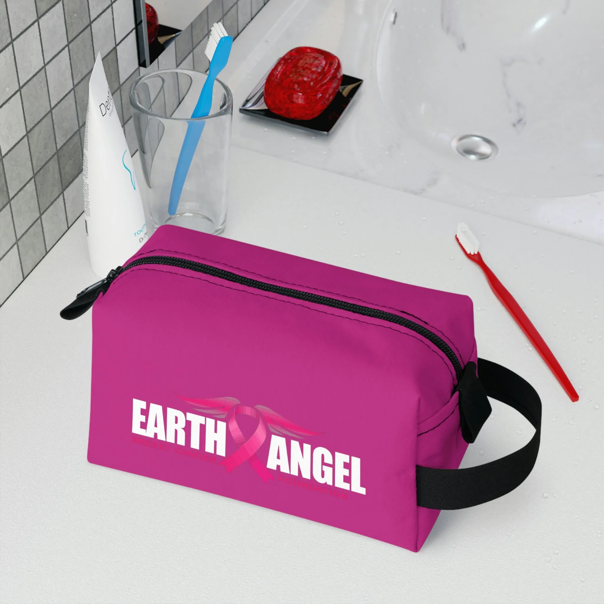 Earth Angel Pink Black Toiletry Bag