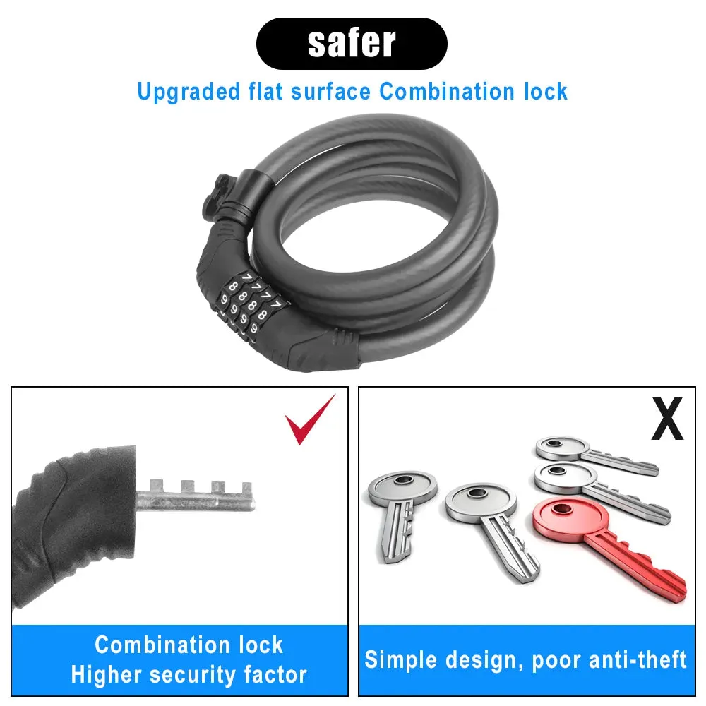 Electric scooter Cable Lock Anti-theft Safety Password for ninebot G30 for xiaomi M365 pro 1S F20 F30 F40 skateboard handle lock