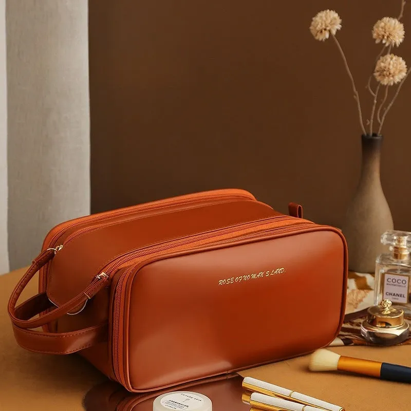 Elegant Triple-Layer Cosmetic Bag