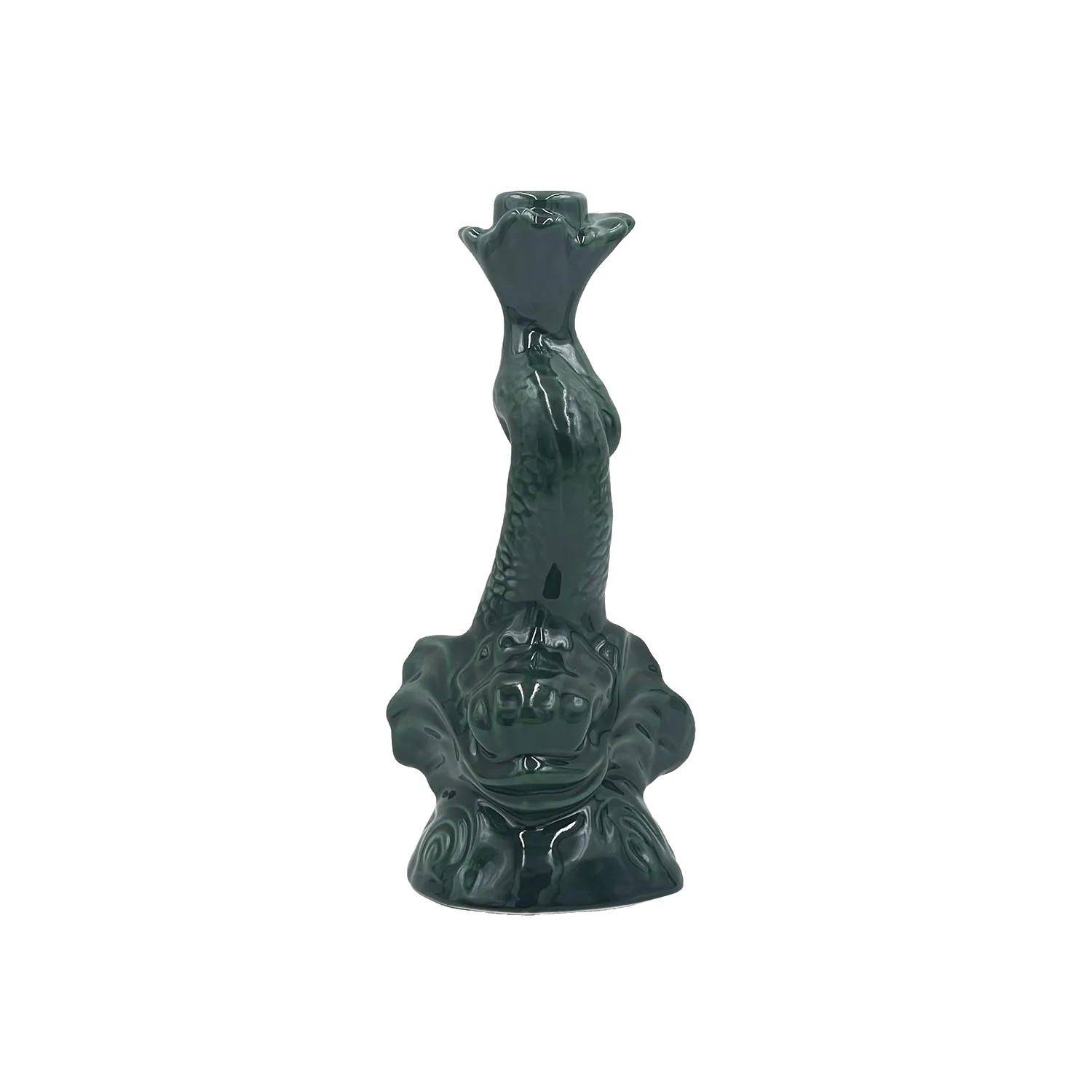 Emerald Green Dolphin Candlestick