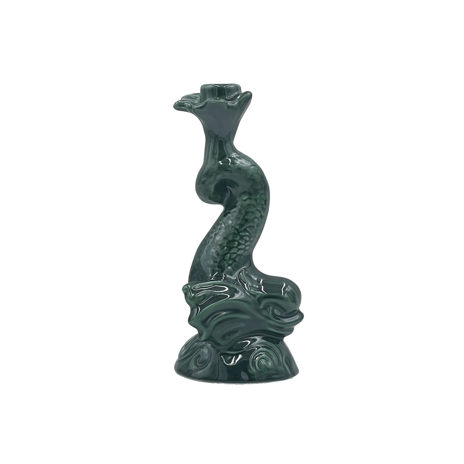 Emerald Green Dolphin Candlestick