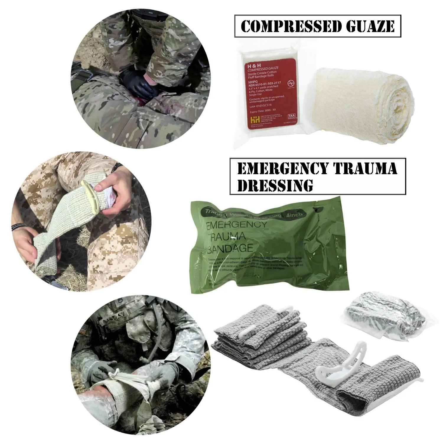 Everlit Emergency Survival Trauma Kit with Tourniquet 36" Splint, Military Combat Tactical IFAK for First Aid Response, Critical Wounds, Gun Shots, Blow Out, Severe Bleeding Control and More (Black)