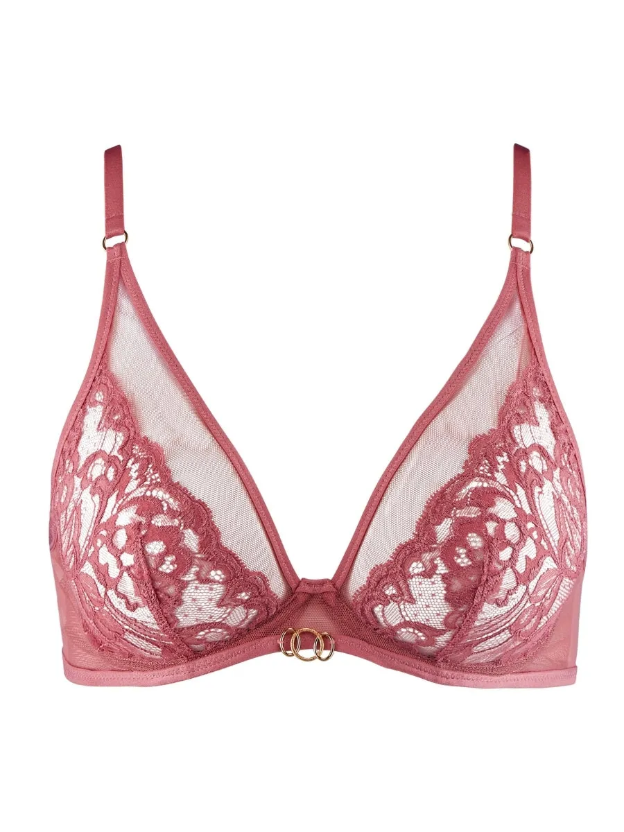 Feeling Myself Triangle Plunge Bra - Rosewood