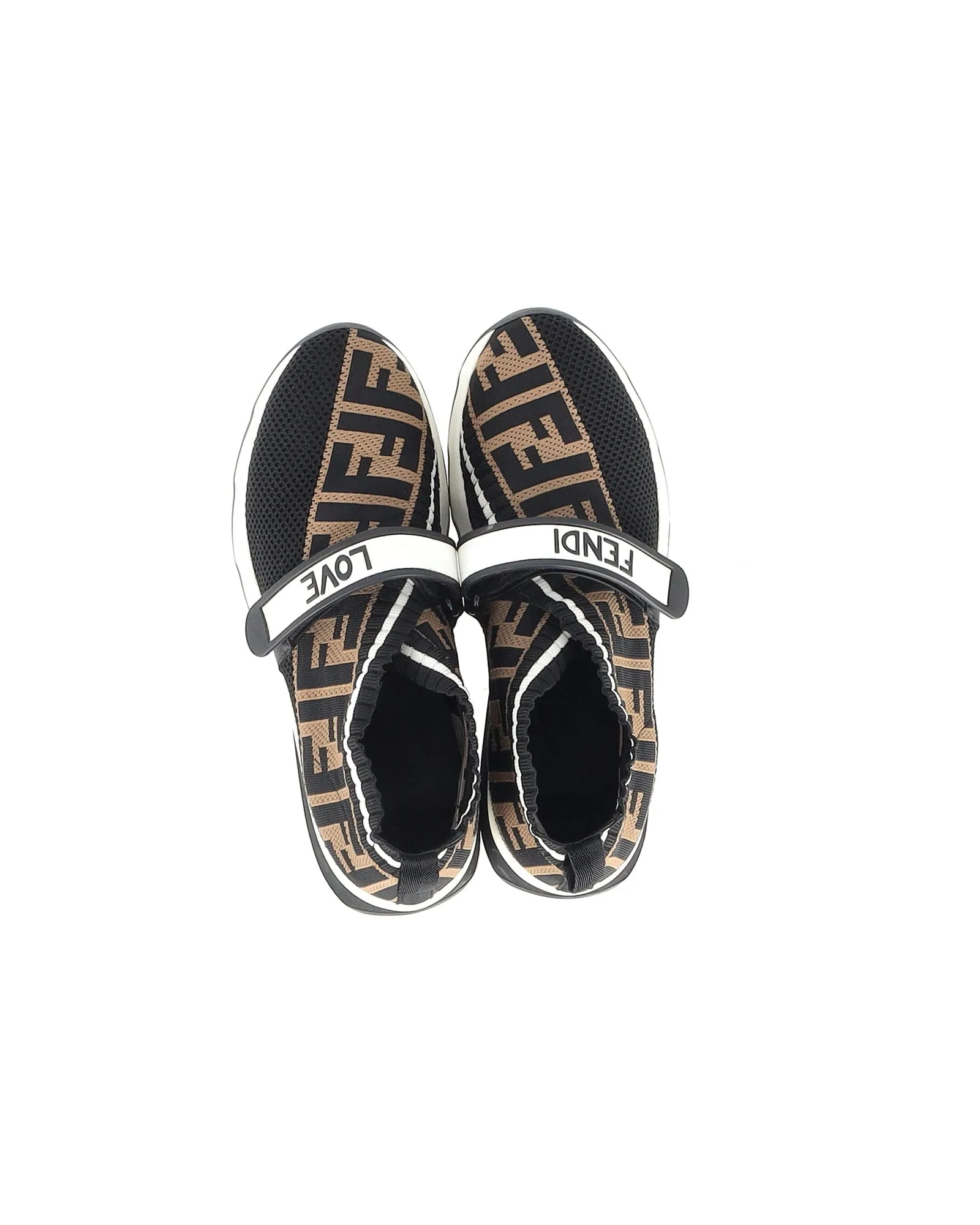 Fendi Fabric Logo Sneakers in Black and Brown Polyamide